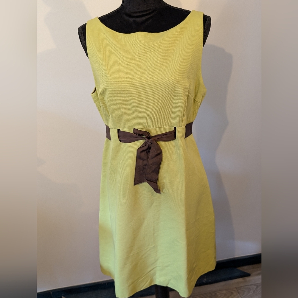 Steven Stolman Lime Green Dress with Brown Accent Bow
